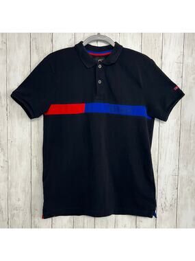 Being Human Black Short Sleeve Printed Logo Blue Red Casual Polo T-Shirt Large